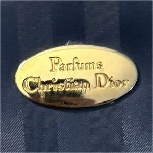 Christian Dior Parfums Navy Cosmetic Bag Gold Logo Makeup Pouch GWP